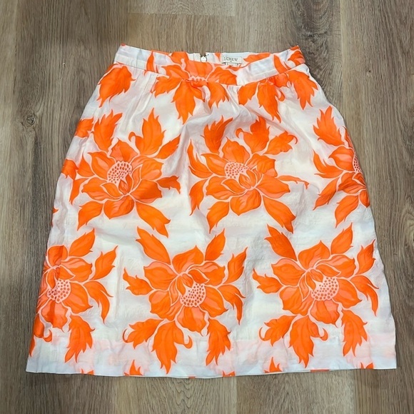 Stunning Embroidered Bright Orange and Cream Pencil Skirt Lined 00 - Picture 1 of 6